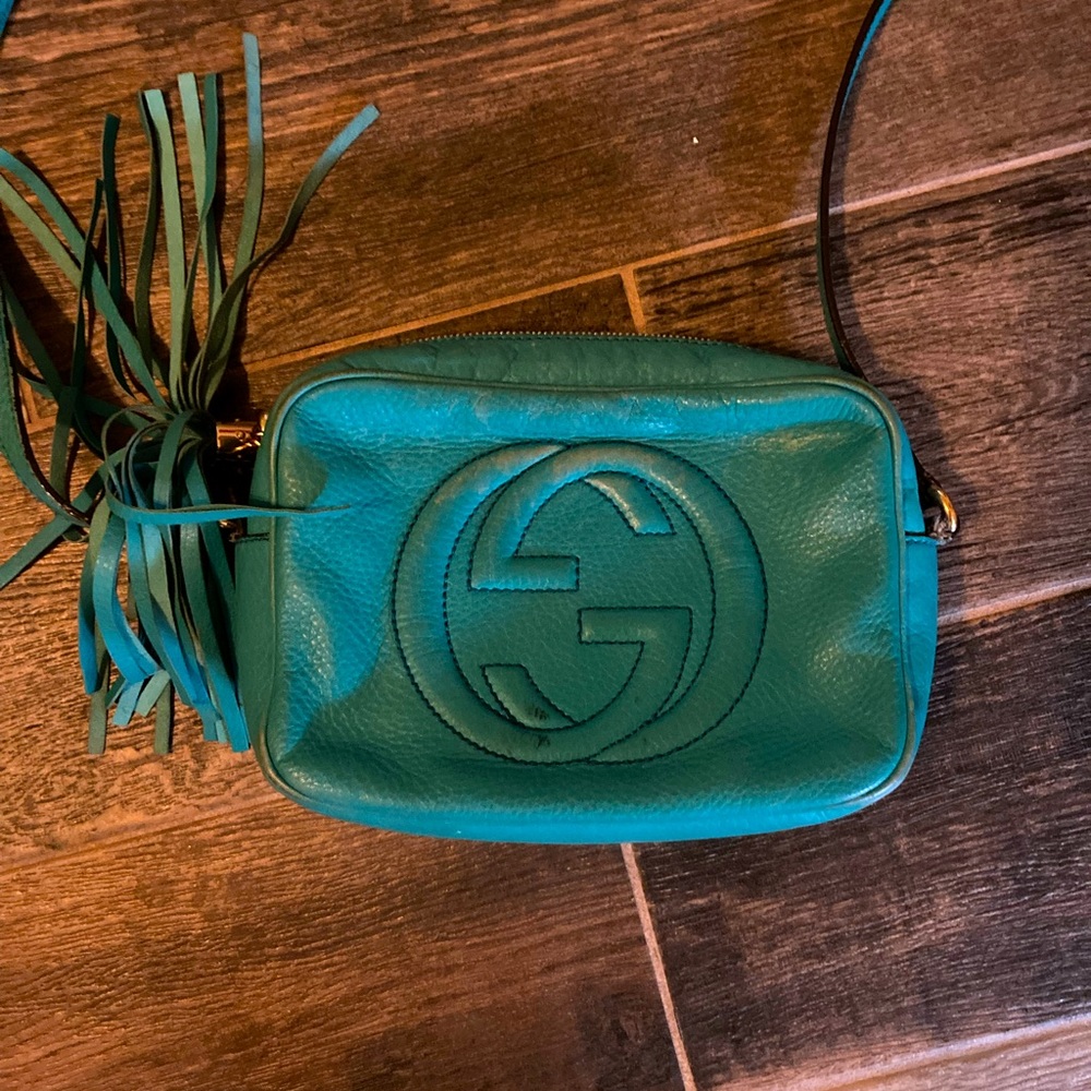 Teal Gucci purse